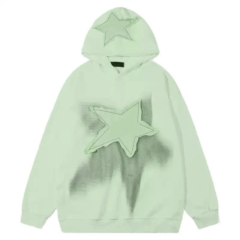 Vintage Star Appliqué Hoodie Heavyweight Couple's Sweatshirt