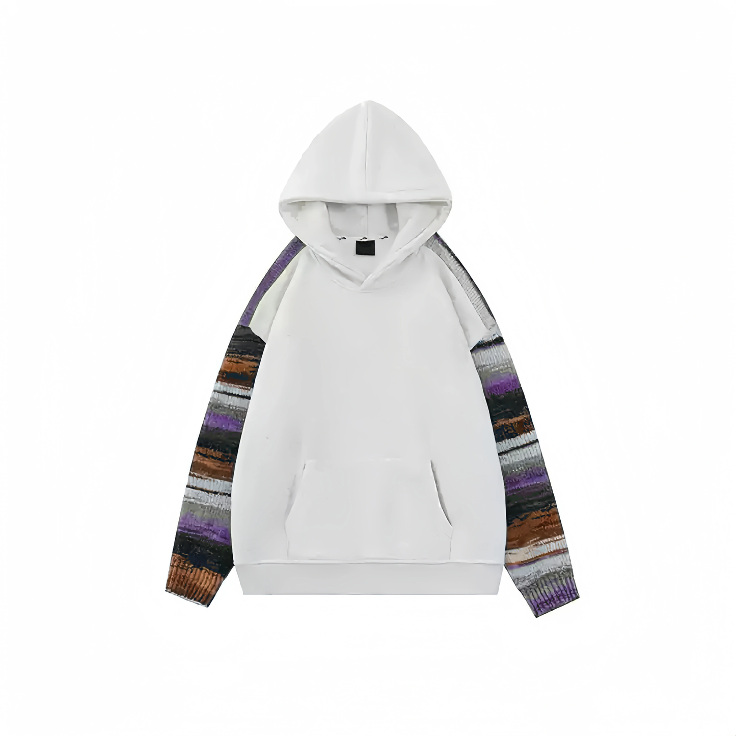 Winter Gradient Tulle Patchwork Hoodie with Embroidered Dopamine Design