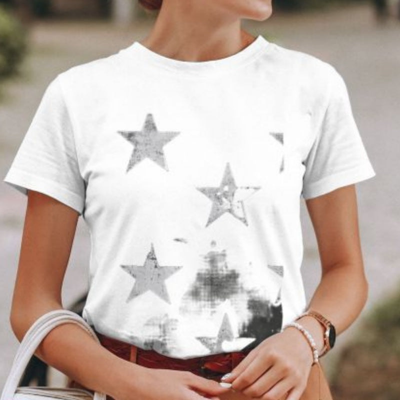 Classic Comfort Soft Star Pattern T-Shirt