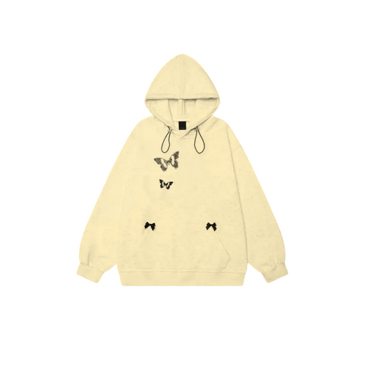 Loose Fit Butterfly Print Hoodie for Women