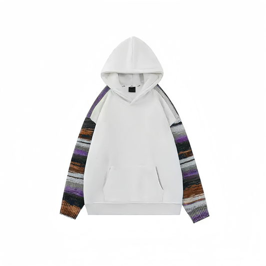 Winter Gradient Tulle Patchwork Hoodie with Embroidered Dopamine Design