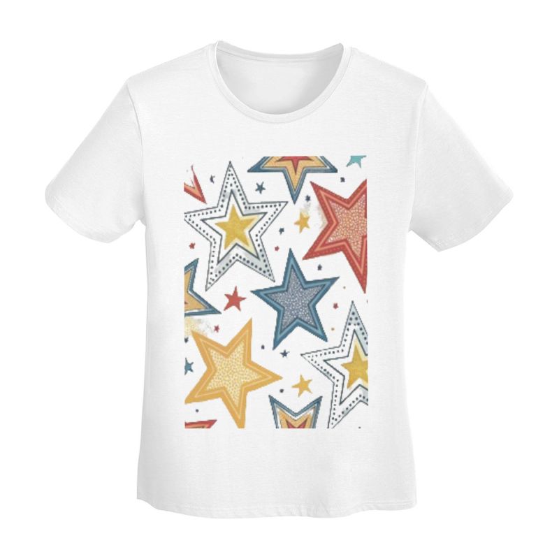 Fresh Bright Multicolor Star Design T-Shirt