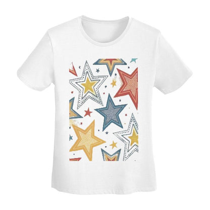 Fresh Bright Multicolor Star Design T-Shirt