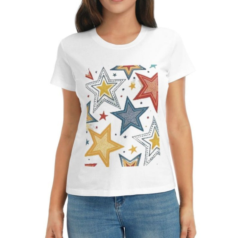 Fresh Bright Multicolor Star Design T-Shirt