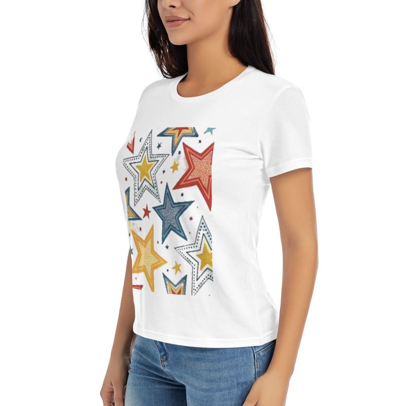 Fresh Bright Multicolor Star Design T-Shirt
