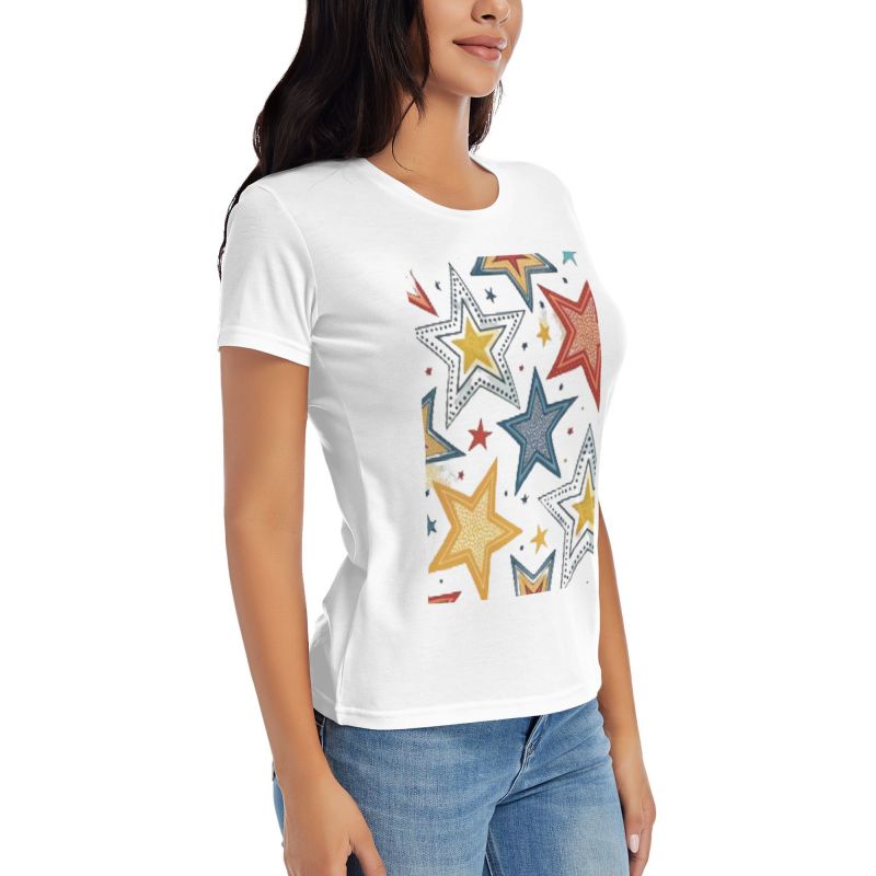 Fresh Bright Multicolor Star Design T-Shirt