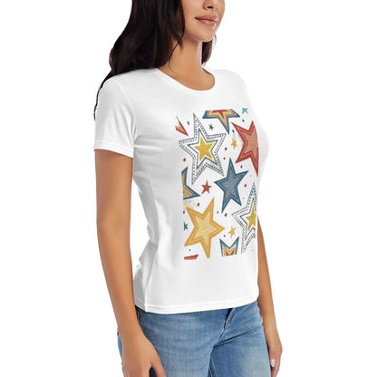 Fresh Bright Multicolor Star Design T-Shirt