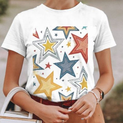 Fresh Bright Multicolor Star Design T-Shirt