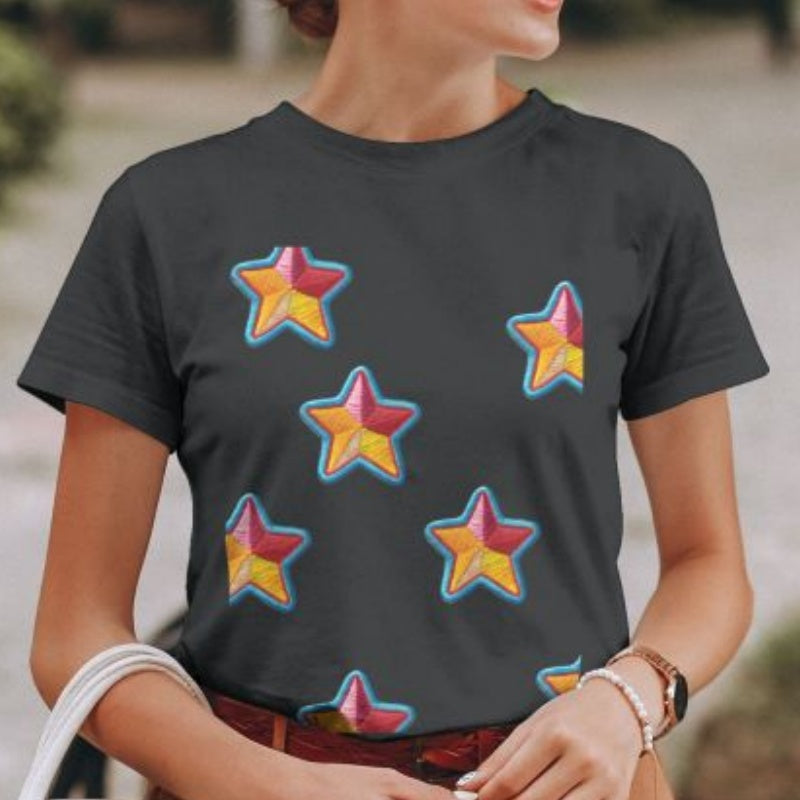 Classic Embroidered Multicolor Star T-Shirt