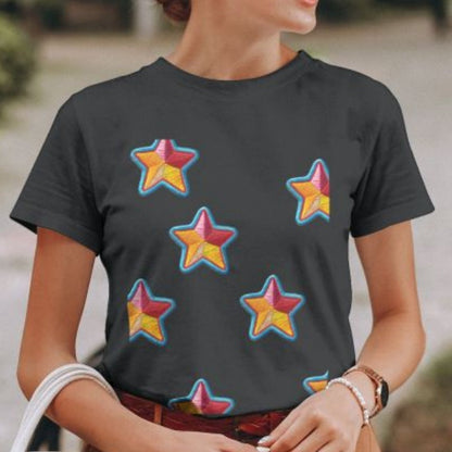 Classic Embroidered Multicolor Star T-Shirt