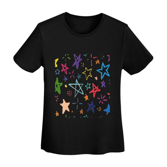 Hand-Drawn Graffiti Star Pattern T-Shirt