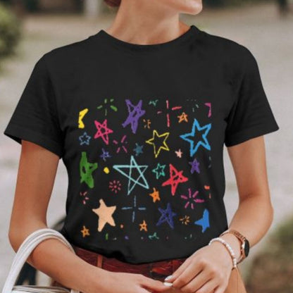 Hand-Drawn Graffiti Star Pattern T-Shirt
